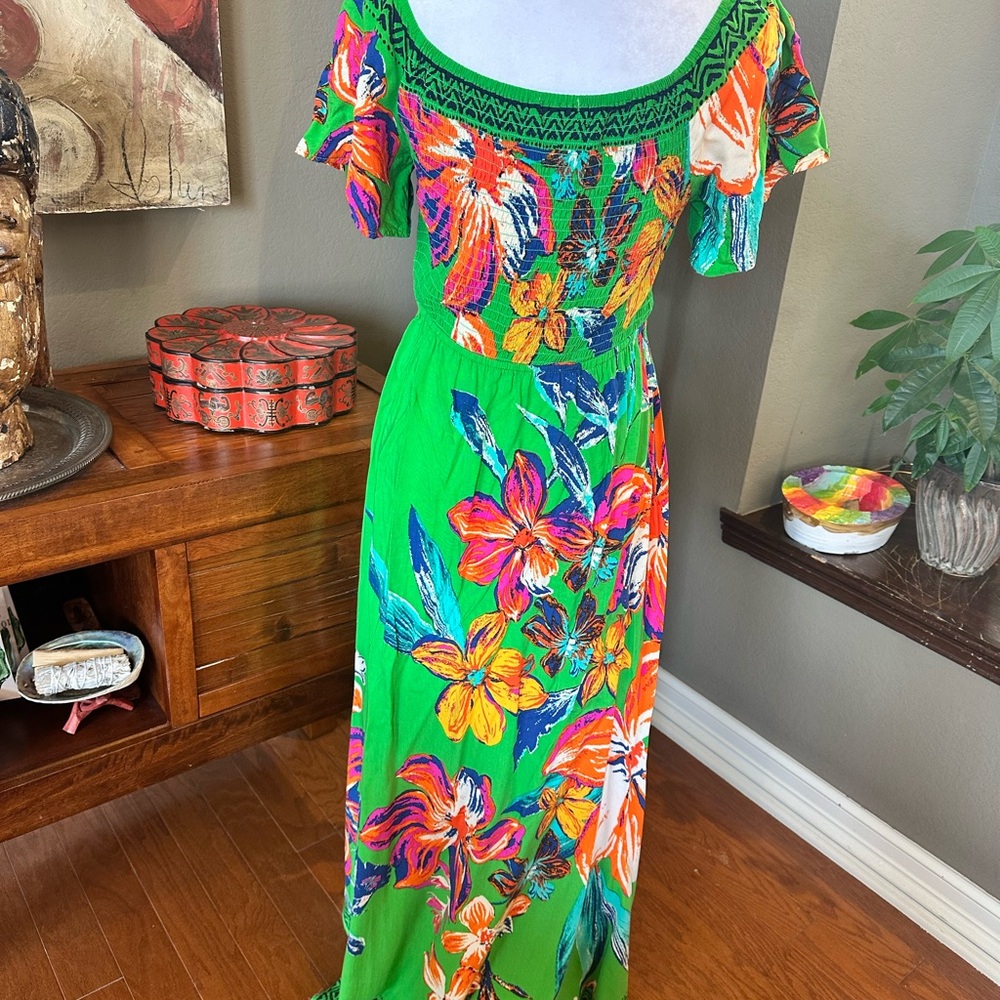 Jealous Tomato Green Floral High Low Dress - Picture 3 of 4